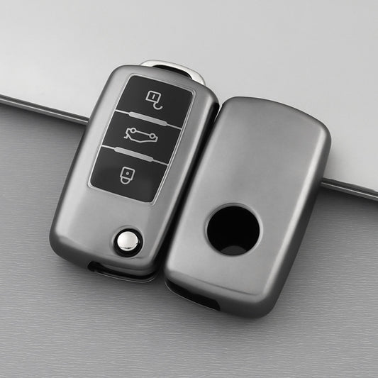Volkswagen/Skoda car key cover - Metallic Finish | Key fob cover for VW Golf, Passat, Eos, Polo, Jetta, Caddy, Skoda Superb, Octavia