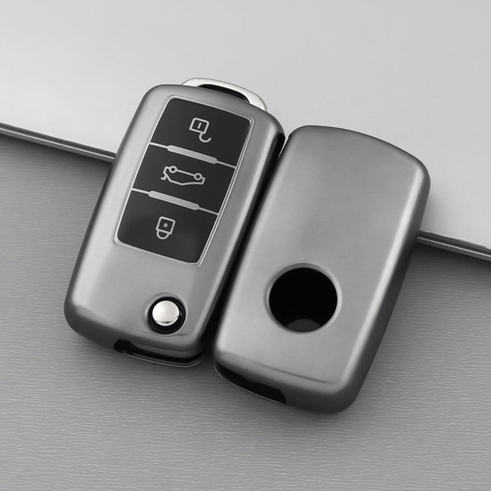 Volkswagen/Skoda car key cover - Metallic Finish | Key fob cover for VW Golf, Passat, Eos, Polo, Jetta, Caddy, Skoda Superb, Octavia