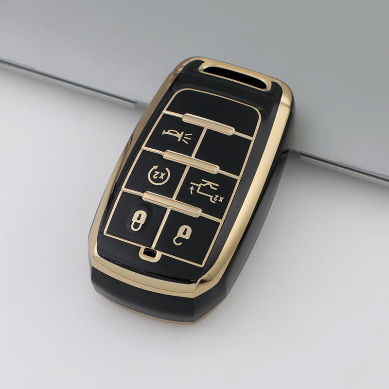 RAM Key Cover 1500, 2500, 3500, 5500 – 5 Button Smart Key Case (Gold trim)