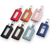 Universal PU Leather Car Key Holder with Window - Keychain Case for Vehicle Remote