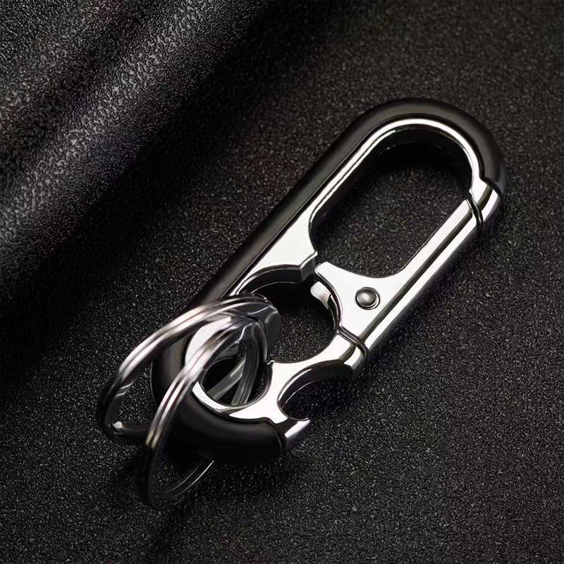 Bottle Opener Keyring with Snap Hook - Stainless Steel with Dual Key R ...