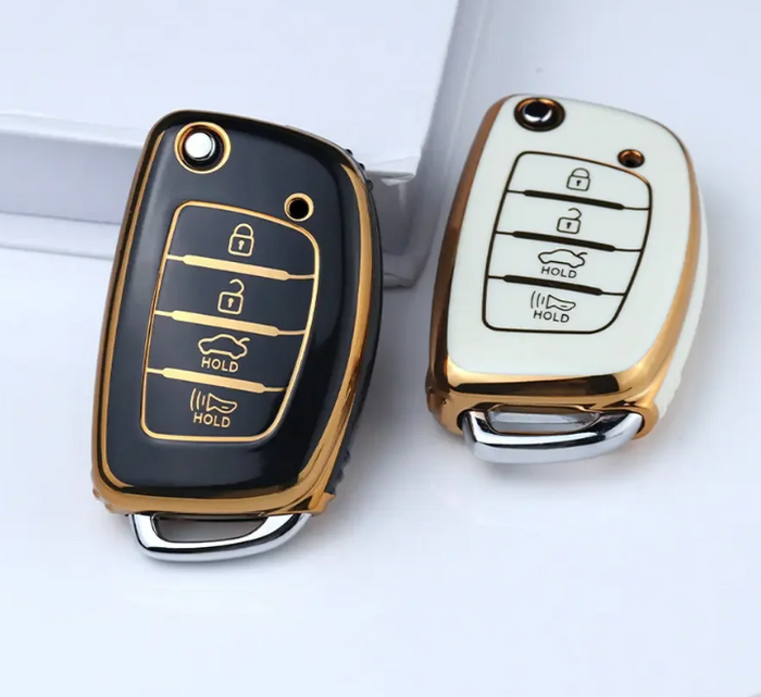 Hyundai key cover - 4 button Flip Key (side facing) |  i20, accent, i40, iX35, Tucson key fob cover