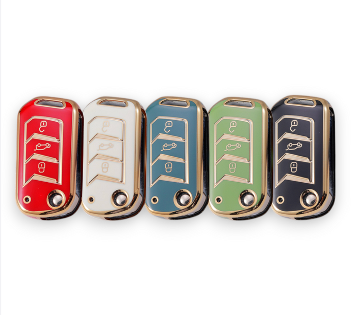 Mahindra Key Cover for Scorpio, XUV700, PIK-UP Etc – Gold Trim TPU.