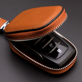 Premium PU Leather Car Key Holder - Keychain Case for Vehicle Remote with Zipper Closure