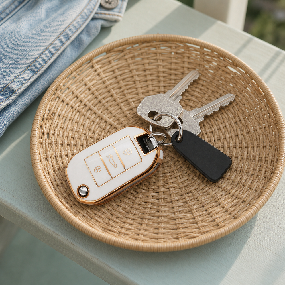 Peugeot Type A key cover in a lifestyle setting