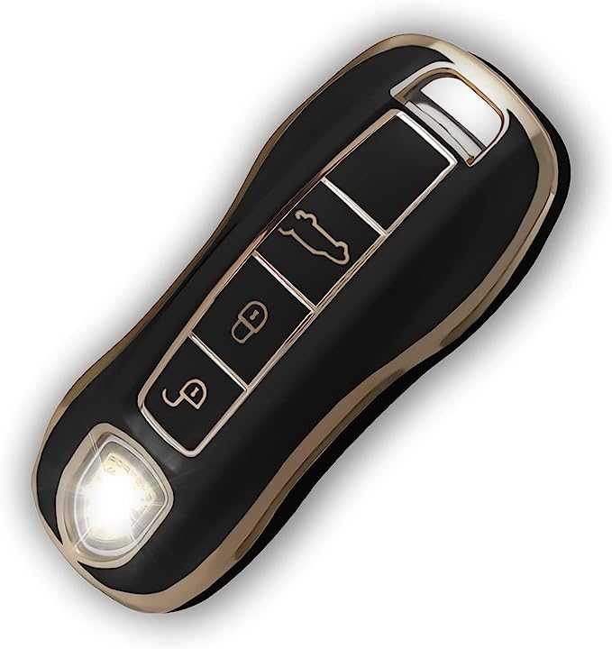 Porsche key fob cover (2018+) Gold Trim - 911, Cayenne, Macan, Panamera. black