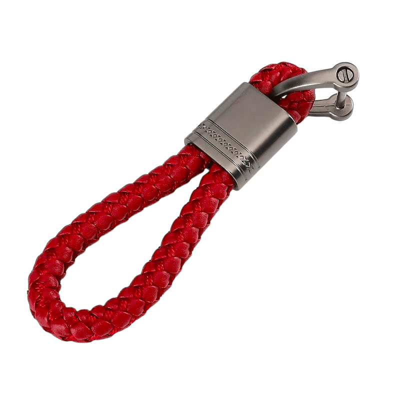 Universal Metal Car Keychain - Short Woven Rope