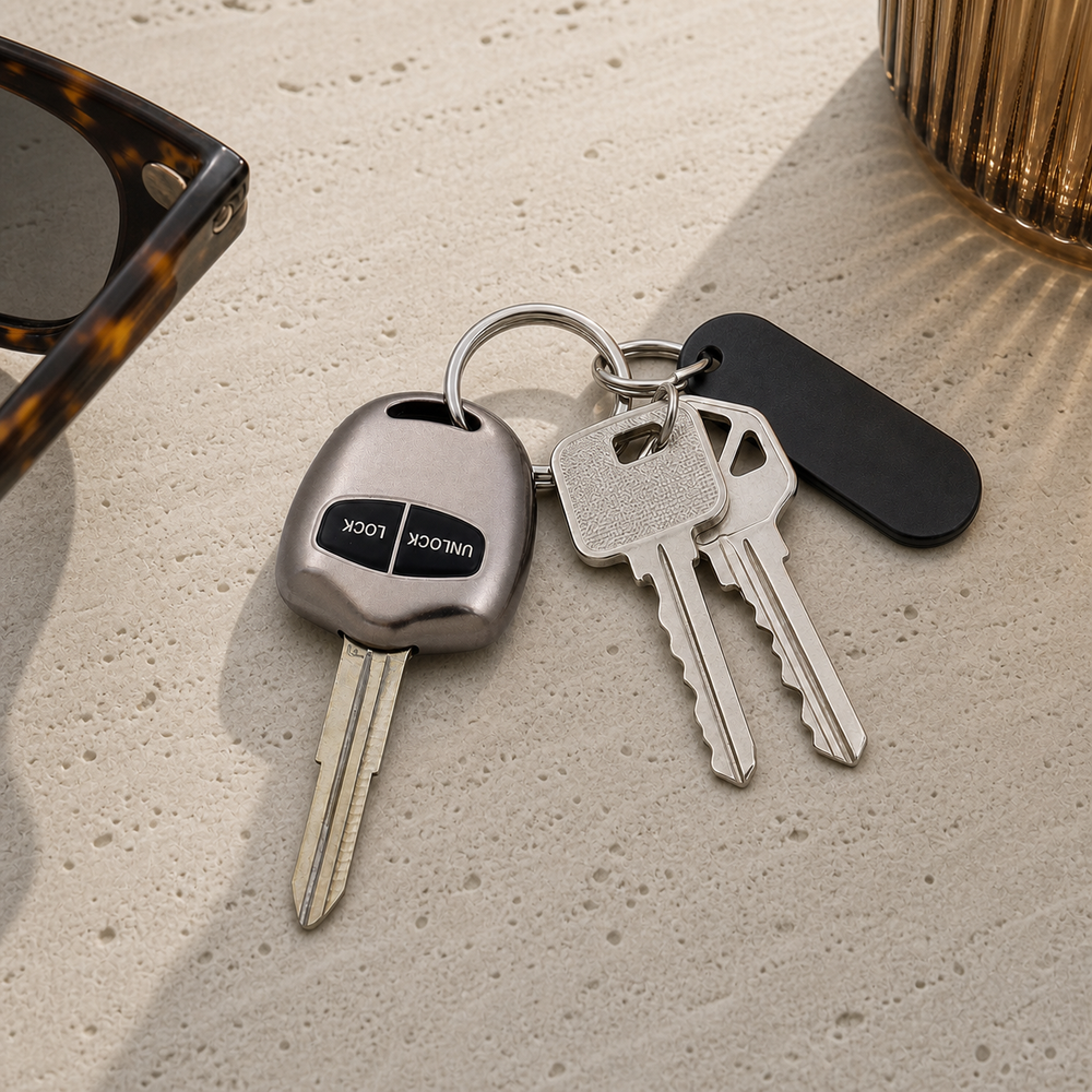 Mitsubishi Type A key cover in a lifestyle setting