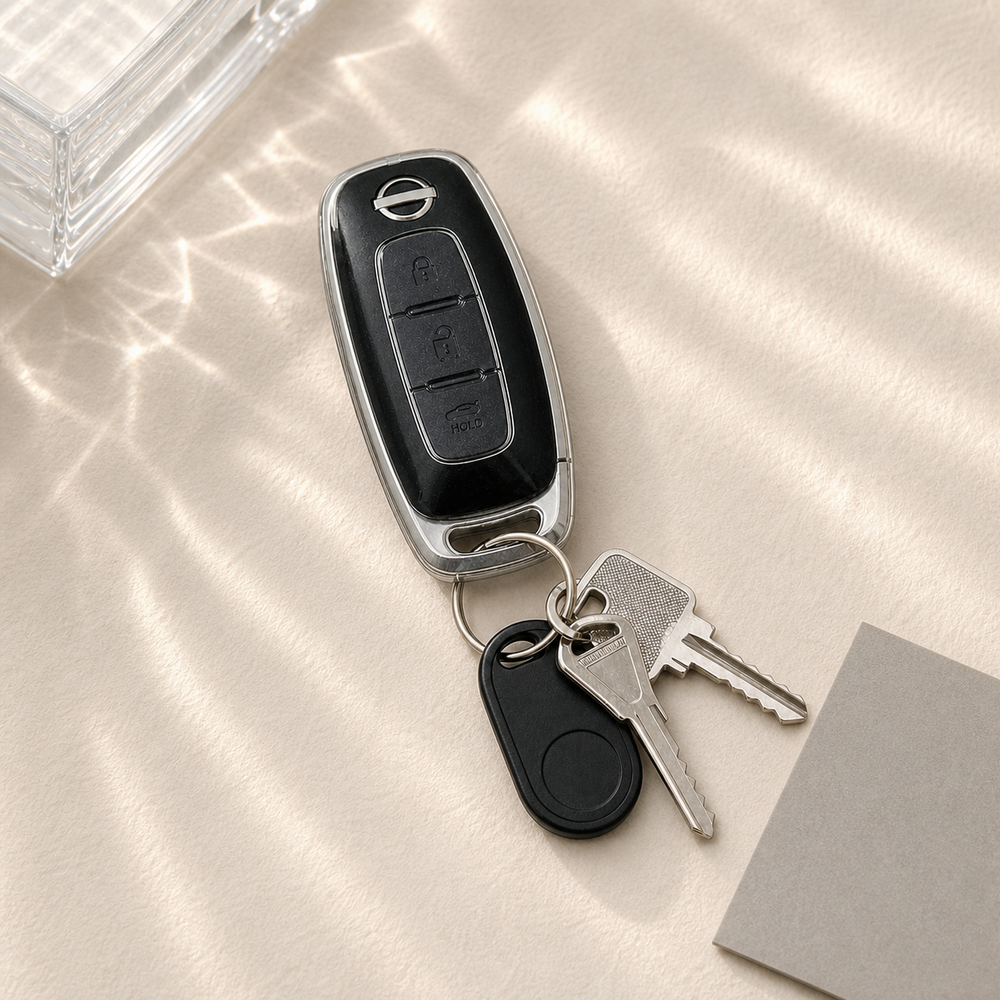 Nissan Type F key cover in a lifestyle setting