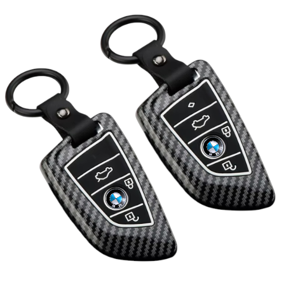 BMW key cover - carbon fibre pattern - 3/4 button | key fob case for X1, X2, X3, X5, 2 series, 3 series, 5 series etc
