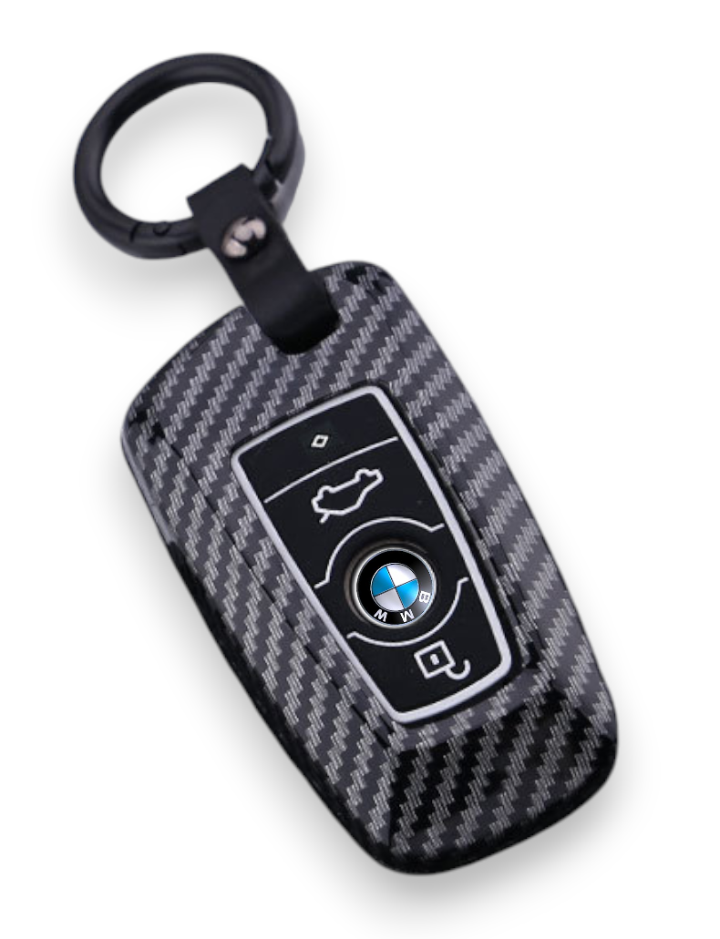 BMW key cover - carbon fibre pattern - 3/4 button | key fob case for X1, X2, X3, X5, 2 series, 3 series, 5 series etc