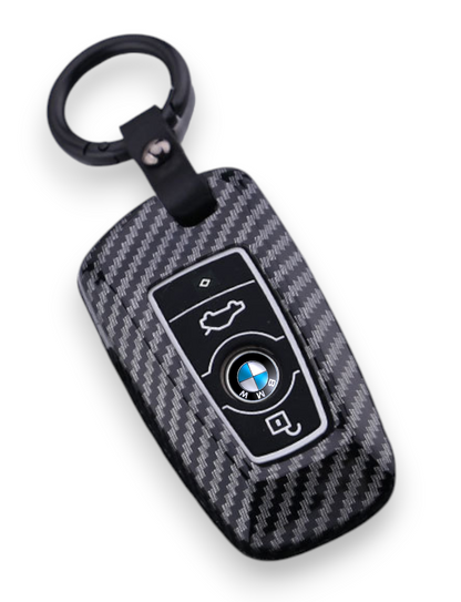 BMW key cover - carbon fibre pattern - 3/4 button | key fob case for X1, X2, X3, X5, 2 series, 3 series, 5 series etc