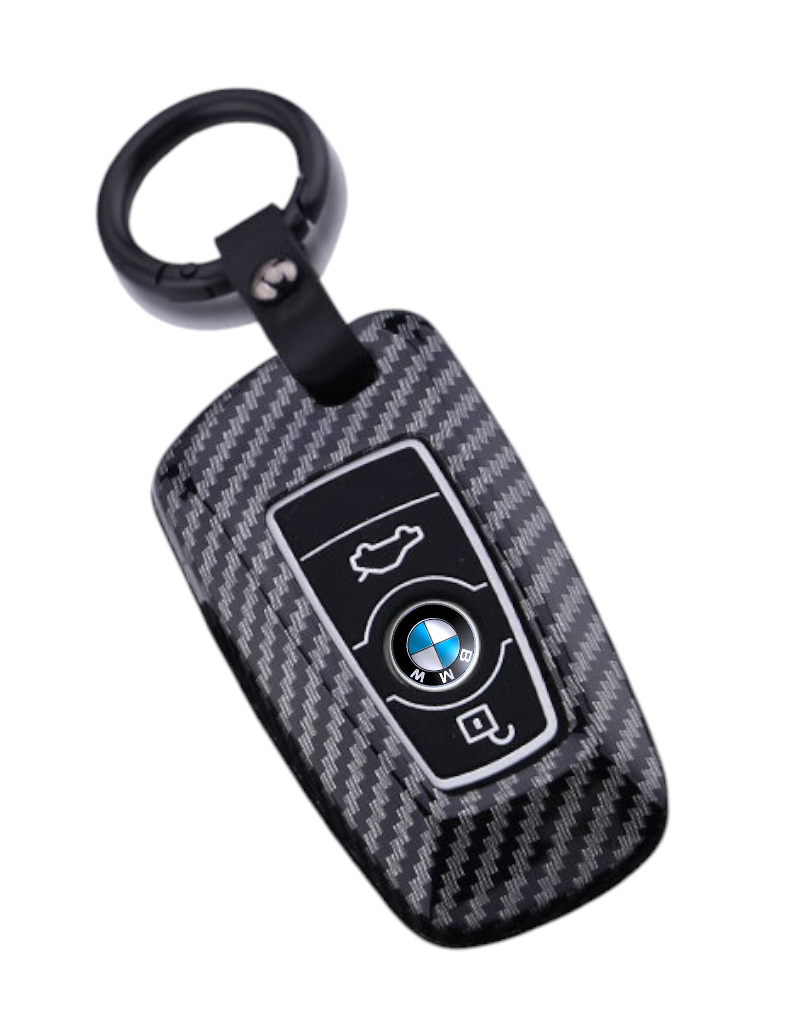 BMW key cover - carbon fibre pattern - 3/4 button | key fob case for X1, X2, X3, X5, 2 series, 3 series, 5 series etc