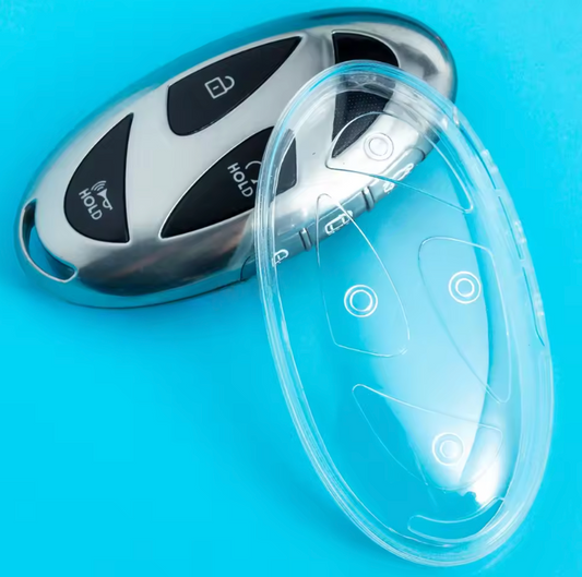 Hyundai key cover - Transparent | Fits all buttons | Kona, i30, Ioniq, Elantra, Santa Fe etc | Car key accessories | key fob cover