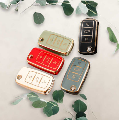 Volkswagen/Skoda key cover | Key fob cover for VW Golf, Passat, Eos, Polo, Jetta, Caddy Keychain Case.