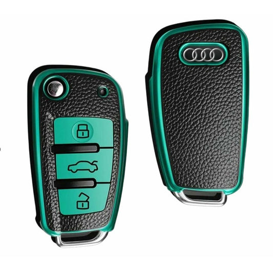 Audi key fob cover  - Green Leather | Keysleeves