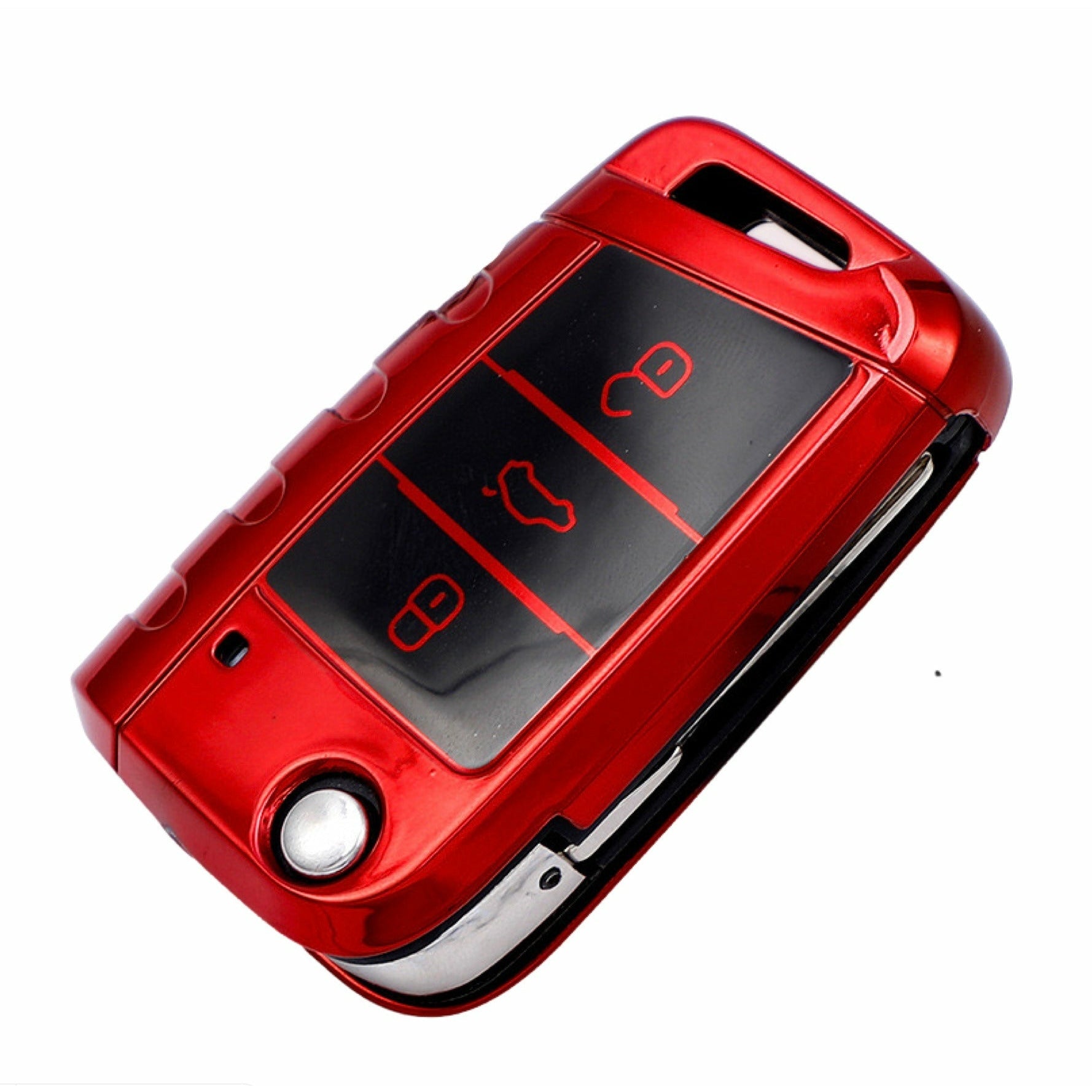 Car Key Cover for VW Golf, Polo, Passat, Skoda, Seat / 3 Buttons. red