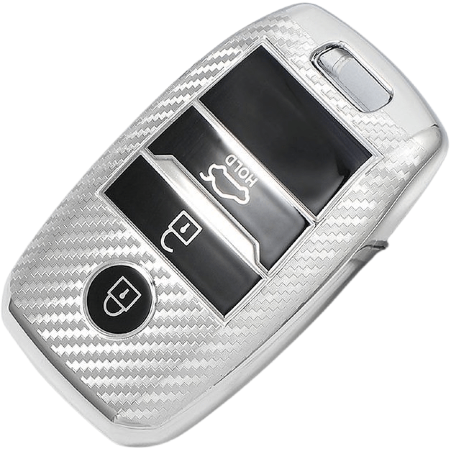 Kia Key Cover Silver | Cerato, Rio, Sportage, Sorento, Optima - Carbon Fibre Design | Kia Accessories - Keysleeves