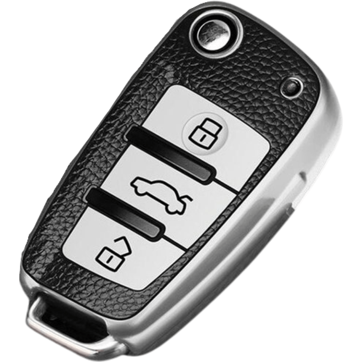 Audi key fob cover  - Black and silver leather | Keysleeves