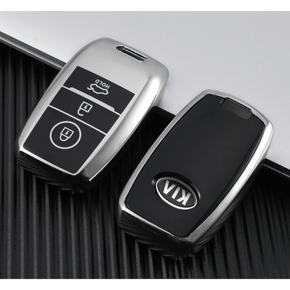 Kia Key Cover silver | Cerato, Rio, Sportage, Sorento, Optima - Carbon Fibre Design | Kia Accessories - Keysleeves