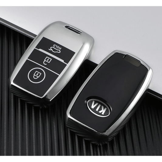 Kia Key Cover silver | Cerato, Rio, Sportage, Sorento, Optima - Carbon Fibre Design | Kia Accessories - Keysleeves