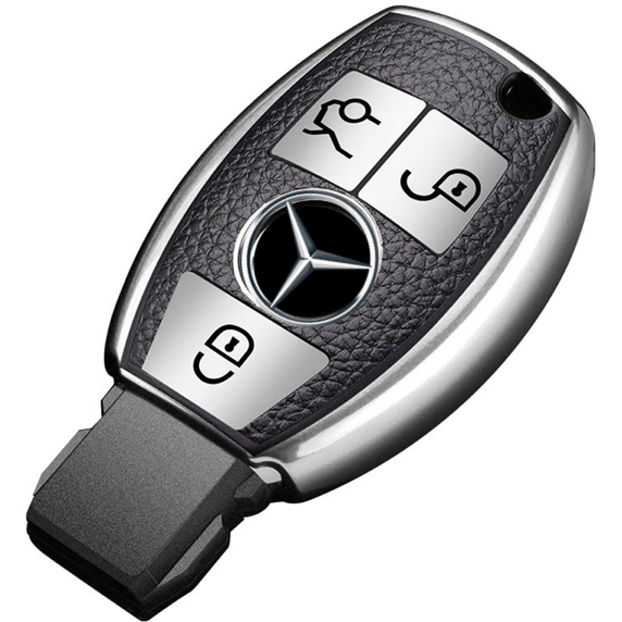 Mercedes-Benz key cover leather silver | A class, C class, E Class | Mercedes Accessories - Keysleeves
