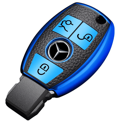 Mercedes-Benz key cover leather blue | A class, C class, E Class | Mercedes Accessories - Keysleeves