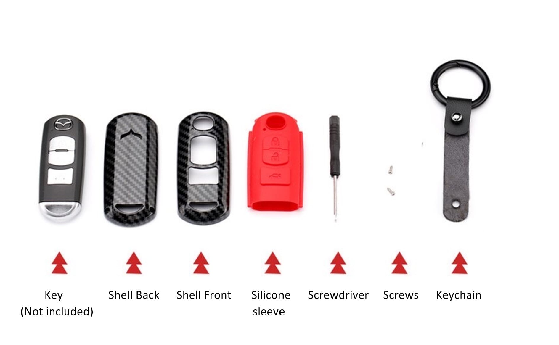 Mazda key cover | Mazda 3, 2, 6, CX-3, CX-5 car key cover | Carbon fibre design | Mazda Accessories - Keysleeves