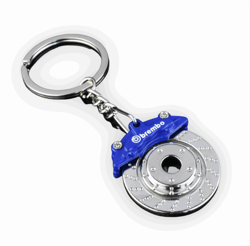 Brake Disc Keychain accessory | Brake Rotor with Brembo Caliper Keyring