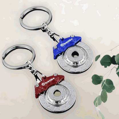 Brake Disc Keychain accessory | Brake Rotor with Brembo Caliper Keyring