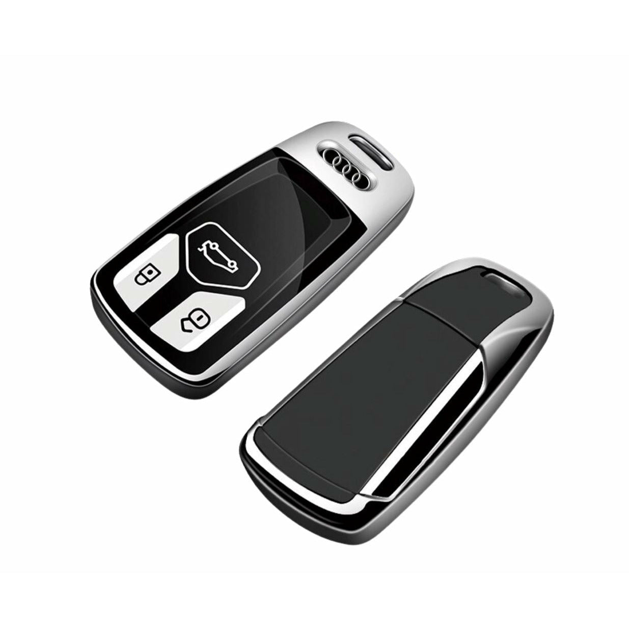 Audi key fob cover - Gloss Silver and black  | Keysleeves